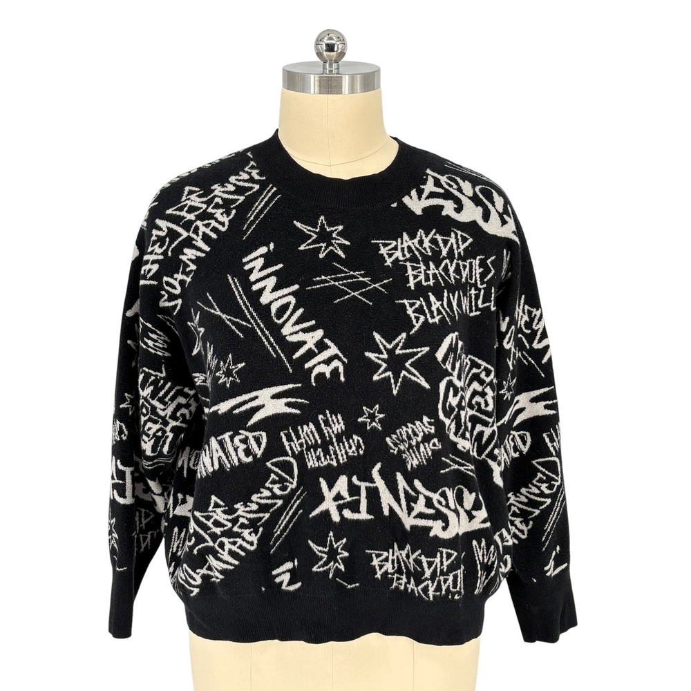 Target Black History Month Graffiti‎ Knit Sweater Black White 3X